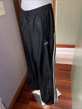 adidas Black Track Pants with White Three-Stripes Sz S